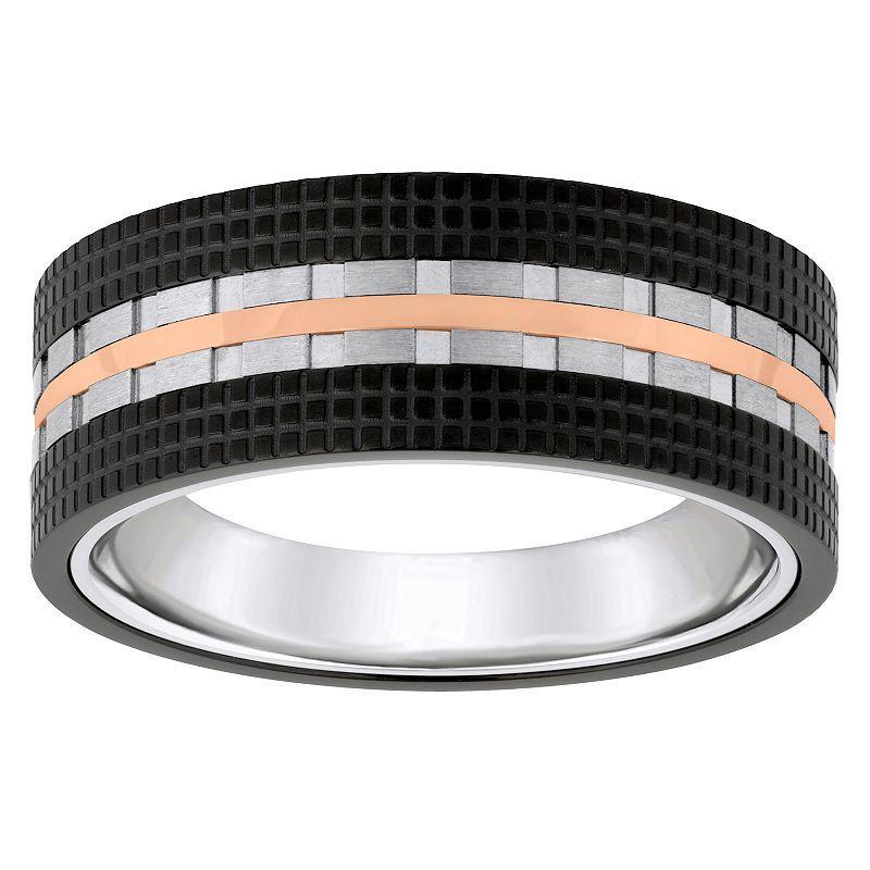 Rose & Black Ion-Plated Stainless Steel Mens Wedding Band Multicolor Product Image