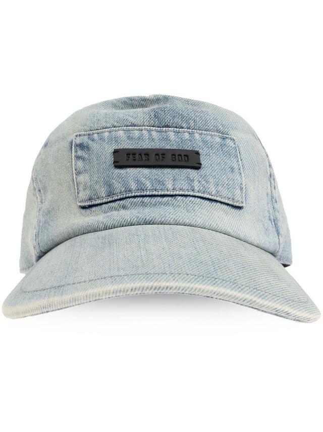 logo-patch denim cap Product Image