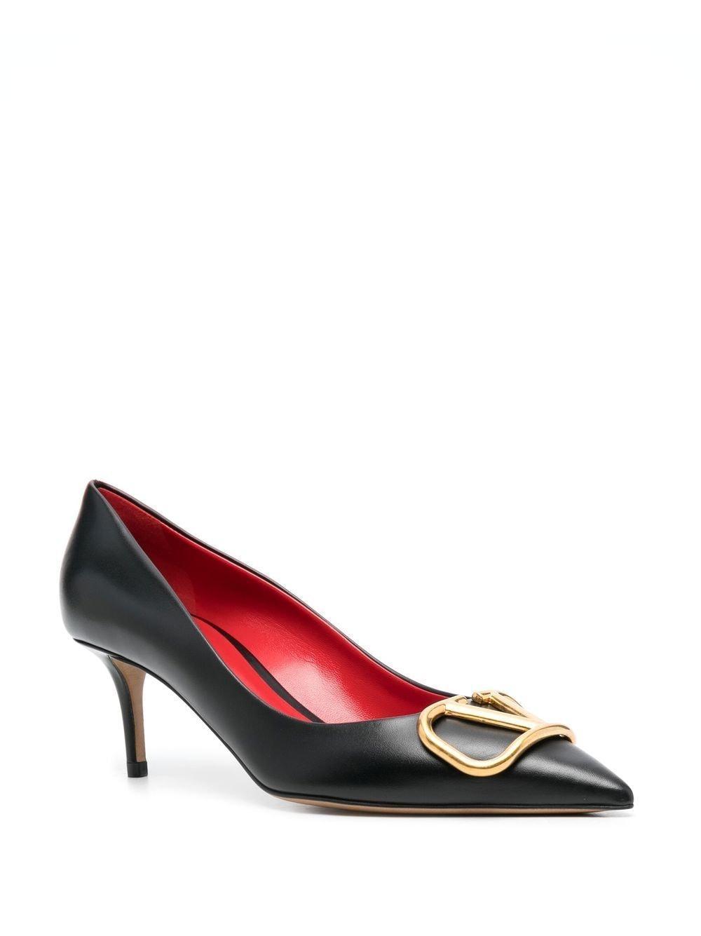 VALENTINO GARAVANI Logo-plaque Leather Pumps In Black Product Image