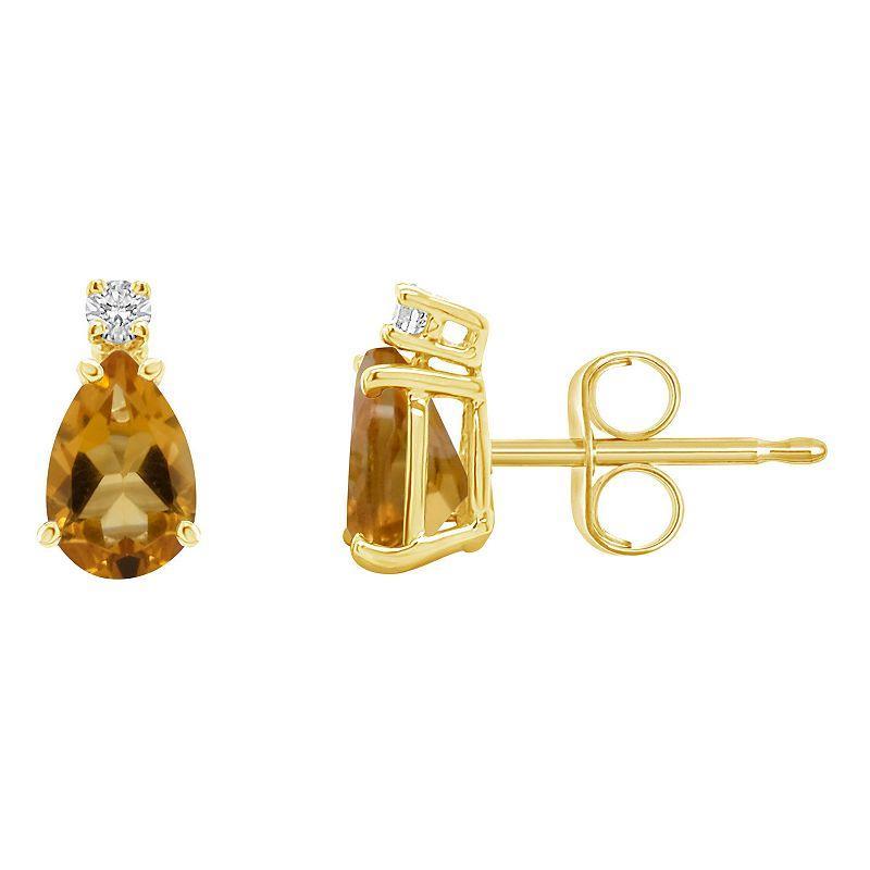 Citrine (3/4 ct.t.w) and Diamond Accent Stud Earrings in 14K Yellow Gold Product Image