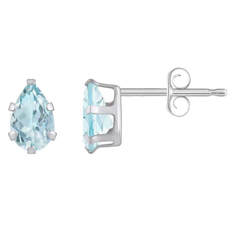 Celebration Gems 10k Gold Pear Shape Aquamarine Stud Earrings, Womens, Blue Product Image