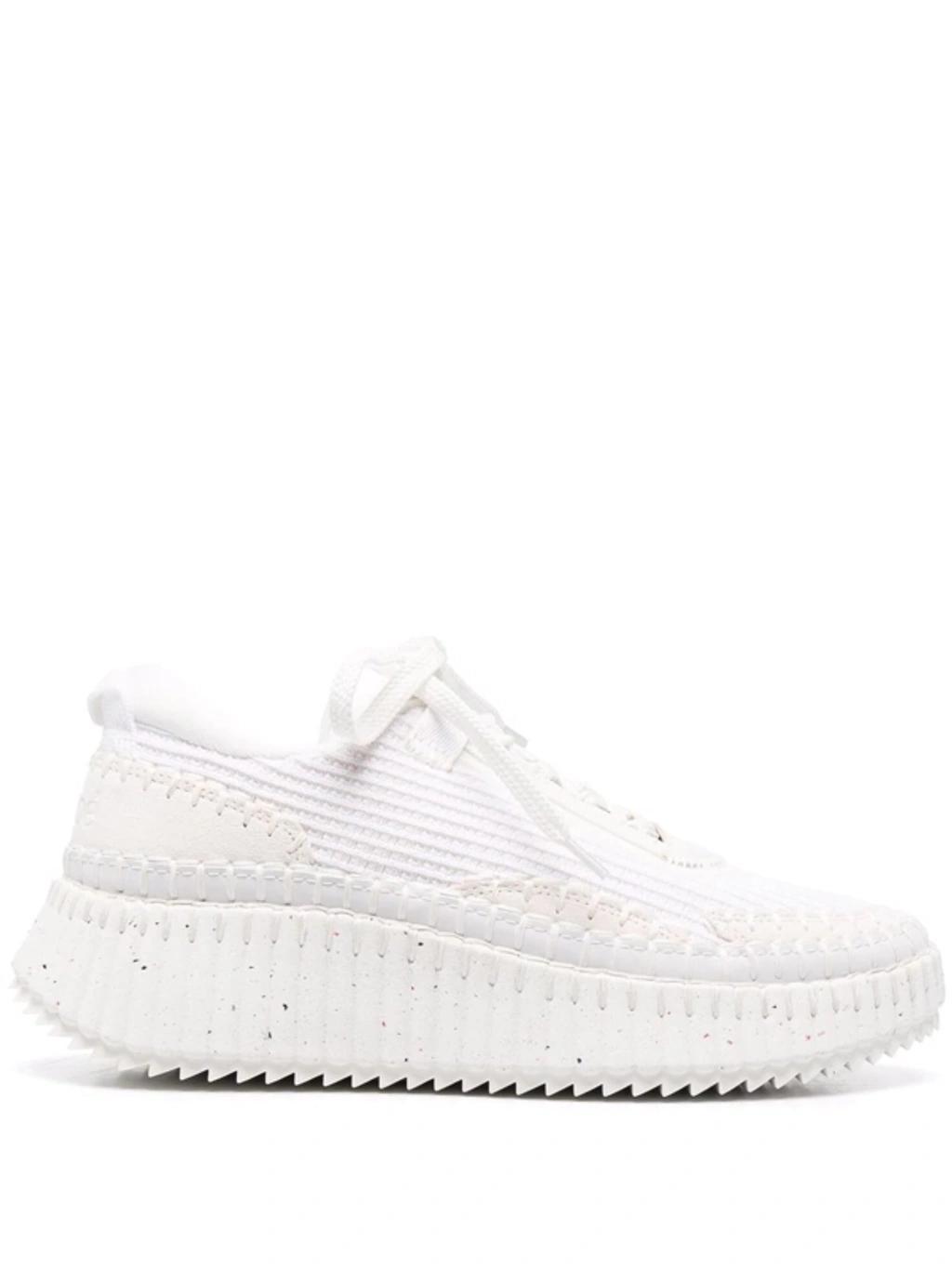 Waffle-knit Whipstitch-trim Sneakers In White product image