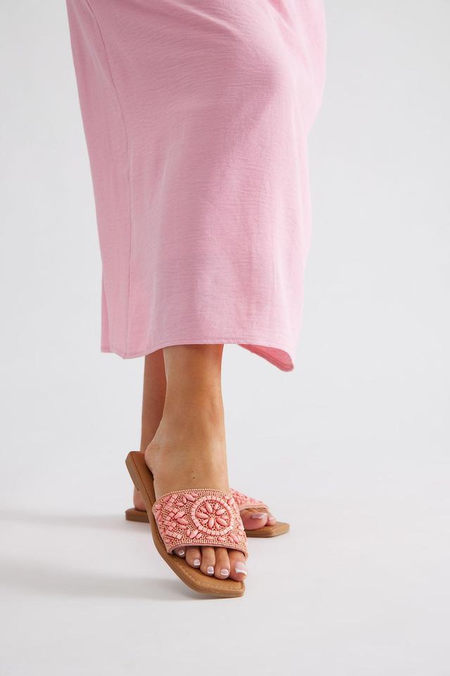 Vacation Vibes Beaded Sandals - Pink Product Image