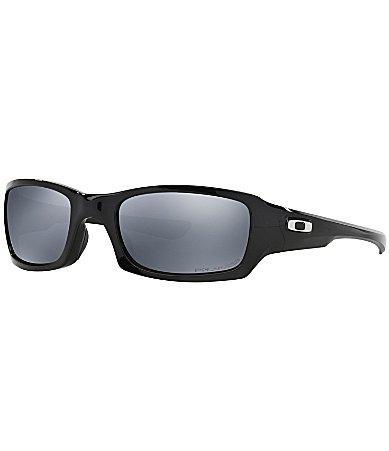 Oakley Mens OO9238 Fives Squared 54mm Polarized Rectangle Sunglasses - Polished Black/Black Iridium Product Image