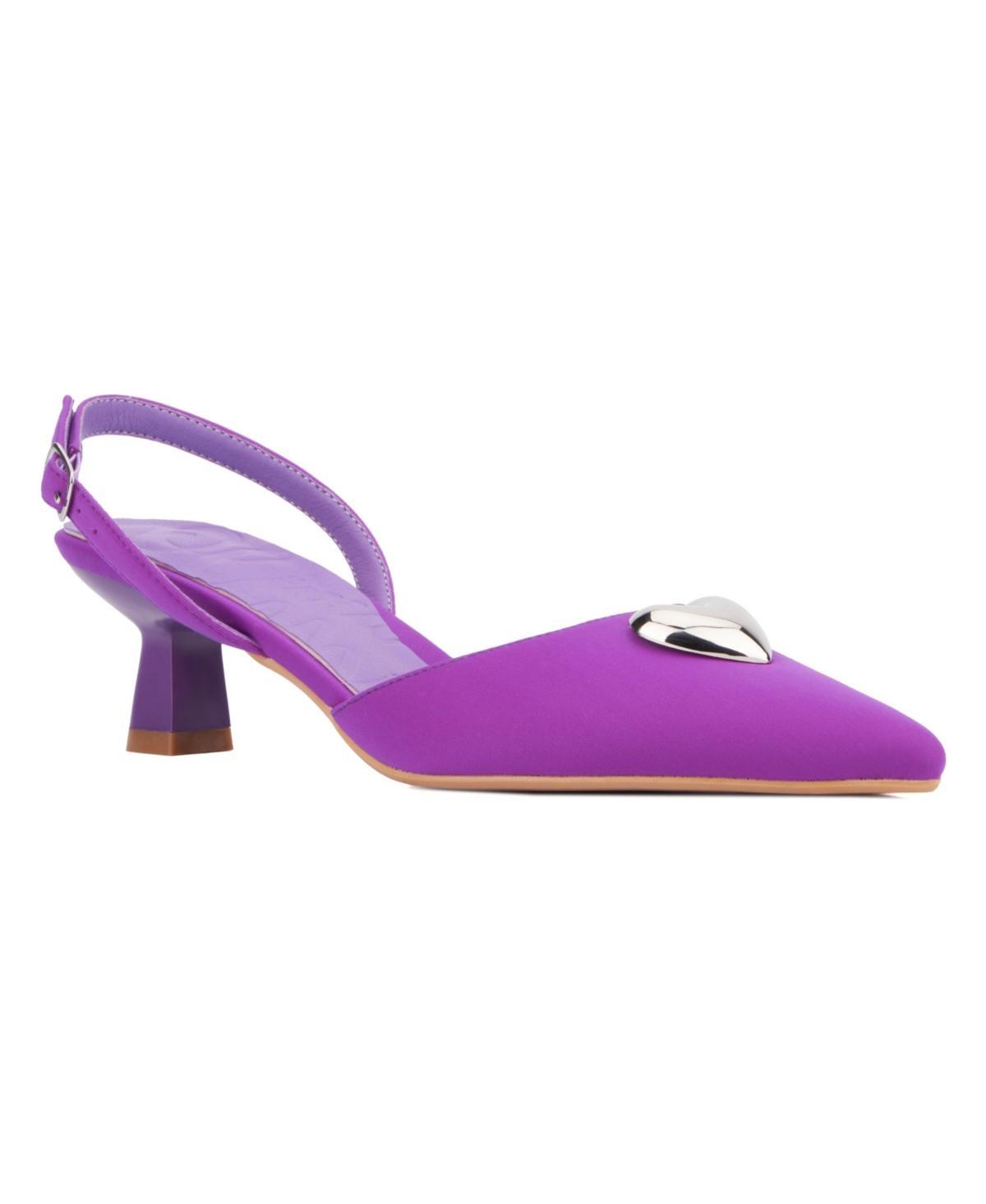 Olivia Miller Mystic Womens Heart Accent Slingback Kitten Heels Product Image