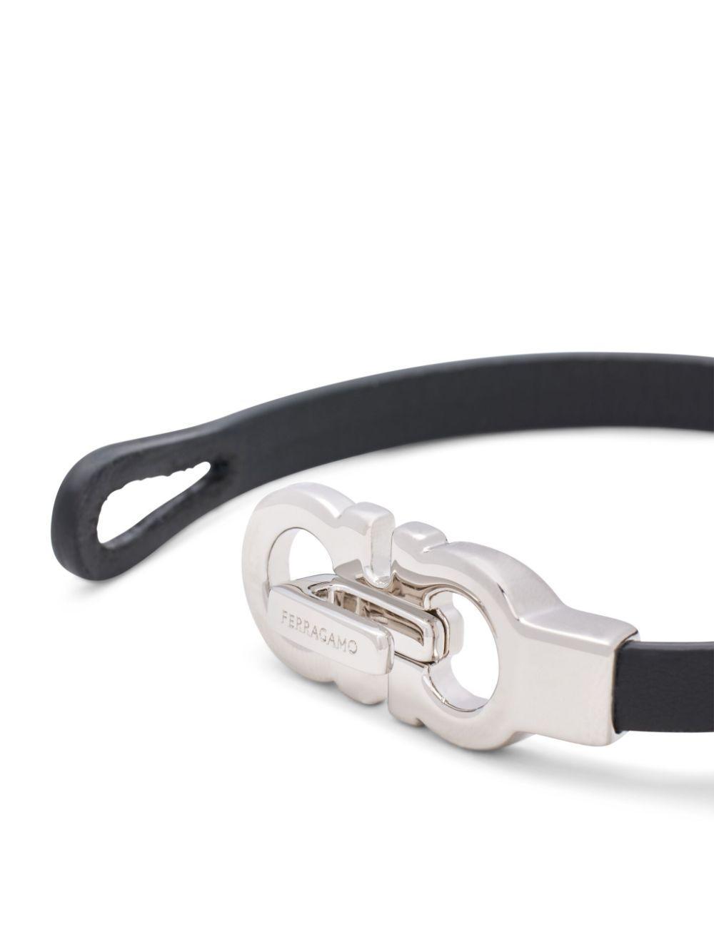 FERRAGAMO Gancini Leather Bracelet In Black Product Image