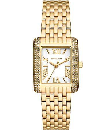 Michael Kors Womens Crystal Emery Three-Hand Gold Tone Stainless Steel Bracelet Watch Product Image