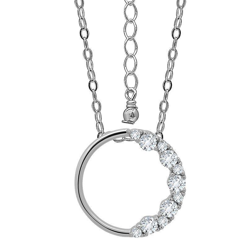 Aleure Precioso Sterling Silver Cubic Zirconia Open Circle Pendant Necklace, Womens Product Image