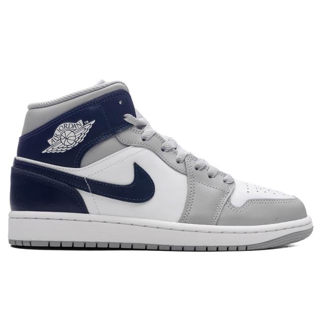 Air Jordan 1 Mid - White/Midnight Navy/Wolf Grey Male Product Image