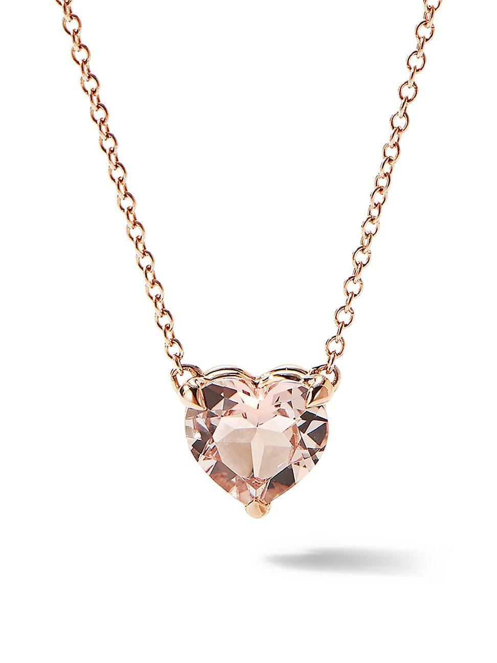 Womens Heart Pendant Necklace in 18K Rose Gold with Morganite Product Image