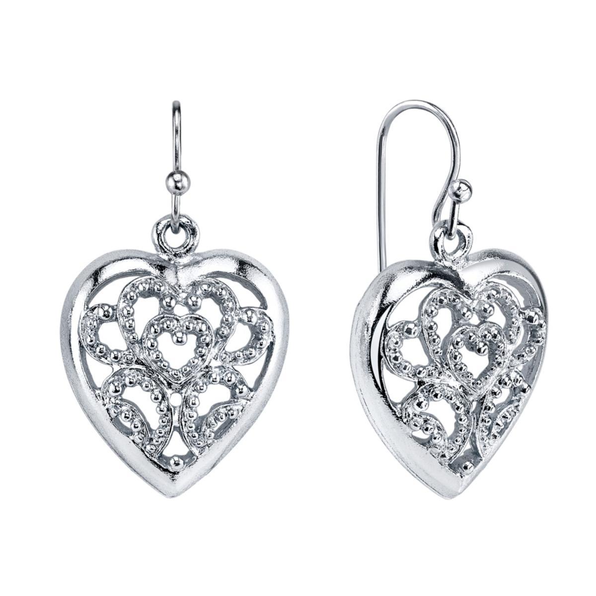 1928 Openwork Heart Drop Earrings, Womens, Yellow Product Image