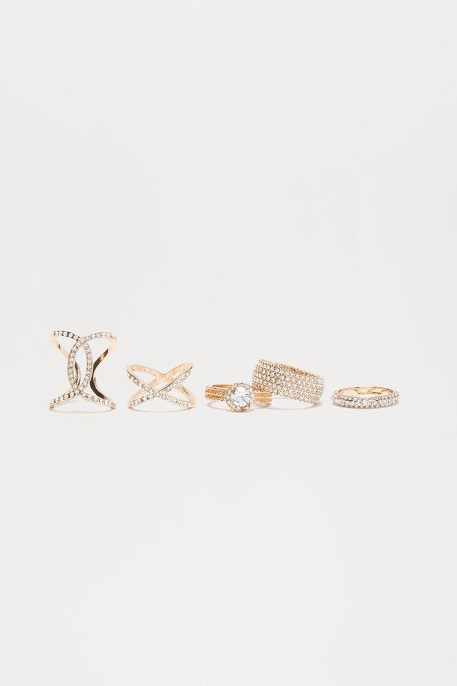 Cocktail Dress Code 5 Piece Ring Set - Gold Product Image