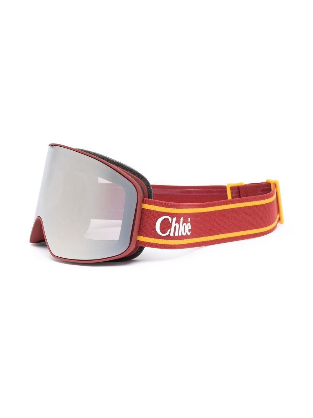 Logo-print Goggle-style Glasses In Red Product Image