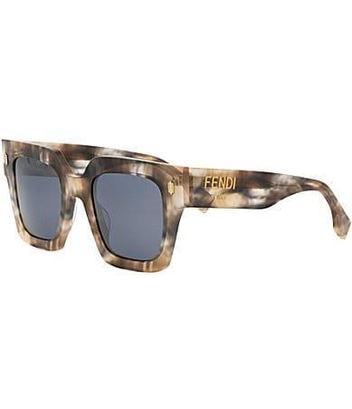 FENDI Womens FENDI Roma 50mm Havana Square Sunglasses - Shiny Brown Havana/Blue Product Image