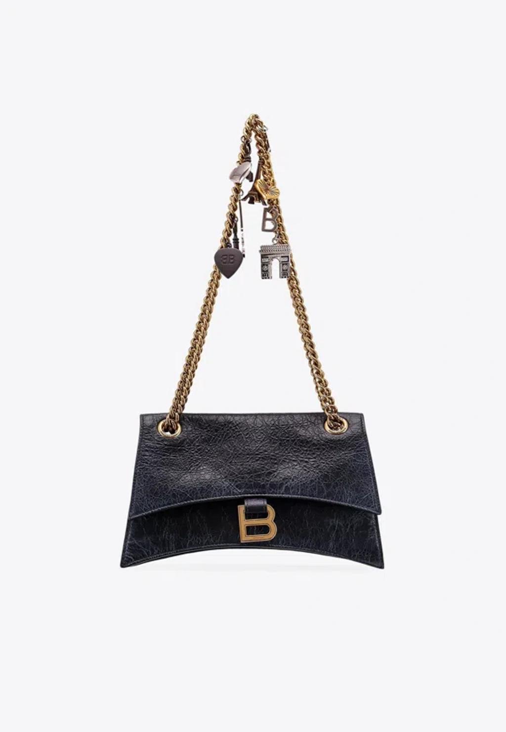 BALENCIAGA Crush Small Shoulder Bag In Black Product Image