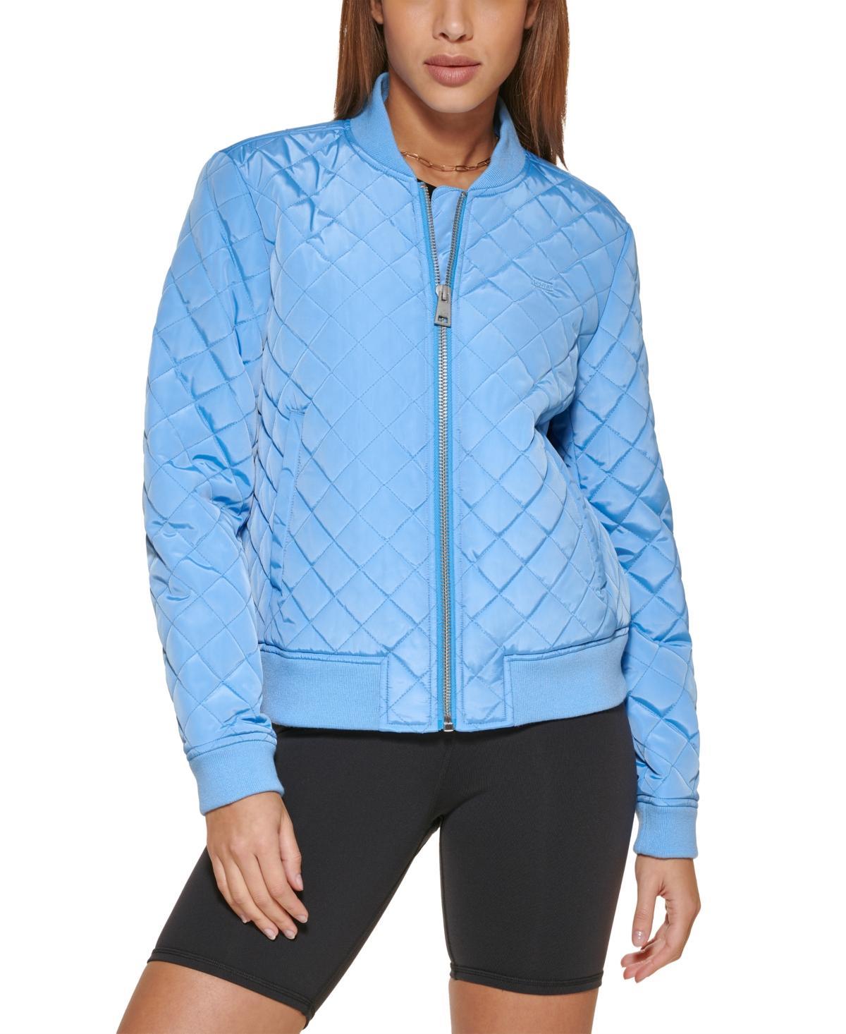 Womens Levis Diamond Quilted Bomber Jacket Blue Product Image