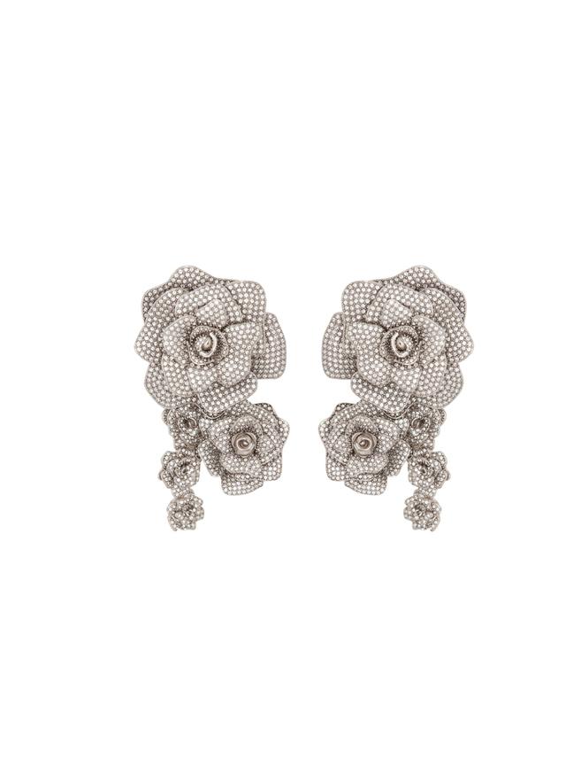 Palladium Rose earrings set with crystals Product Image