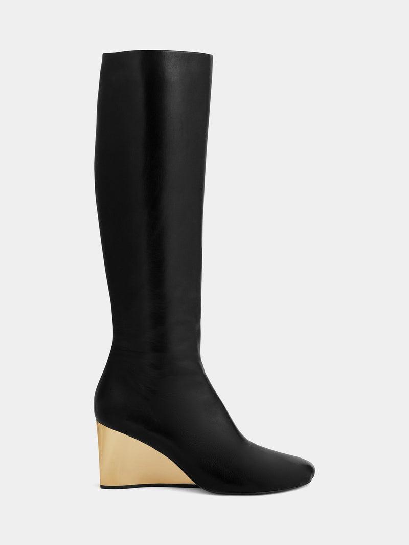 Golden heel Knee-High leather Boots product image