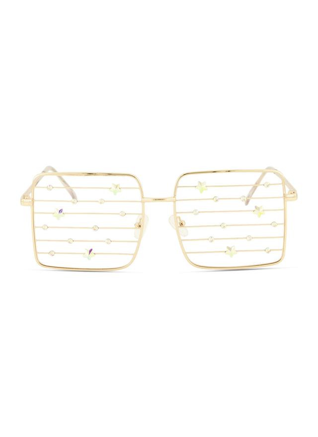 Cut Out Star Rhinestone Lens Squared Glasses Female Product Image