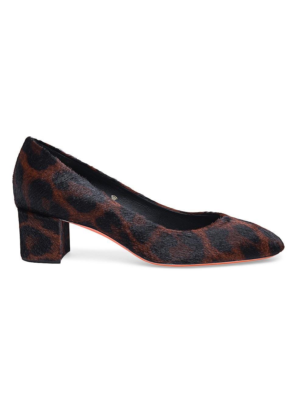 Womens Leopard-Print Calf Hair Pumps product image