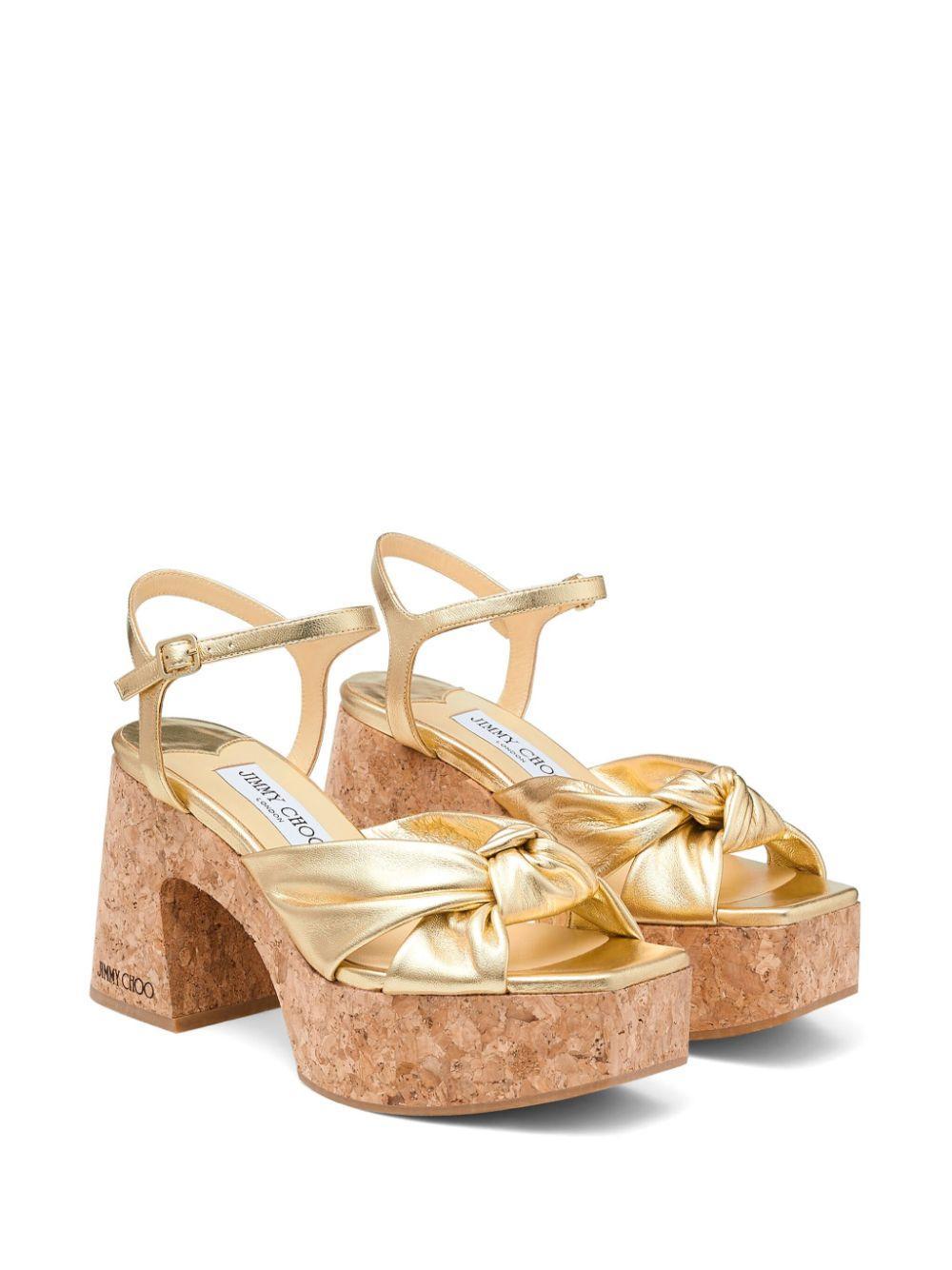 JIMMY CHOO Heloise 95mm Sandals In Gold Product Image