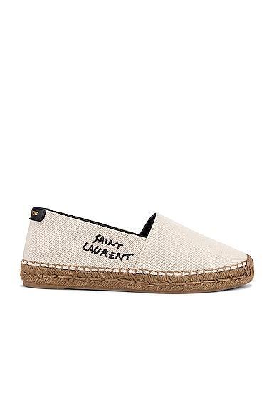 Saint Laurent Signature Espadrilles in White & Black - White. Size 35.5 (also in 36, 36.5, 37, 37.5, 38, 38.5, 39, 39.5, 40, 40.5, 42). Product Image