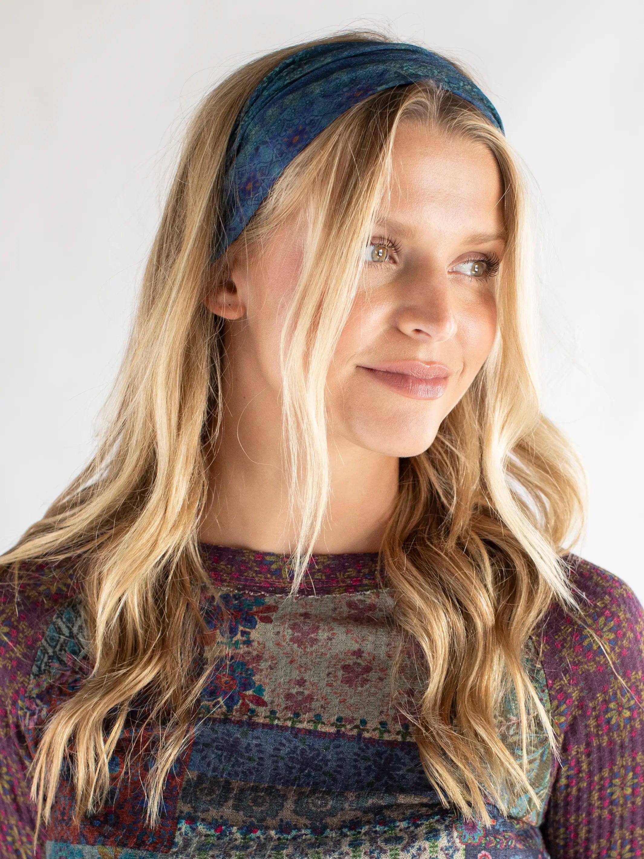 Half Boho Bandeau® Headband - Indigo Patchwork Product Image