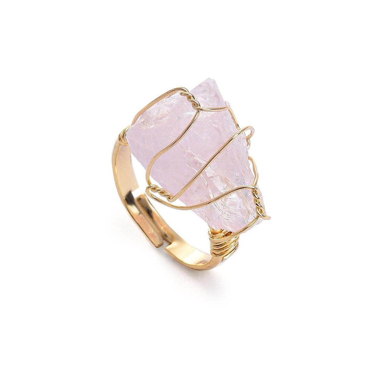 Sohi Womens White Abstract Stone Cocktail Ring Product Image