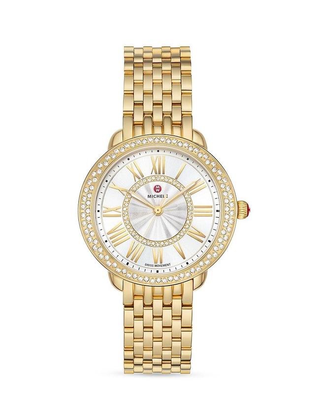 Womens Serein Mid 18K-Gold-Plated Stainless Steel & Diamond Bracelet Watch Product Image