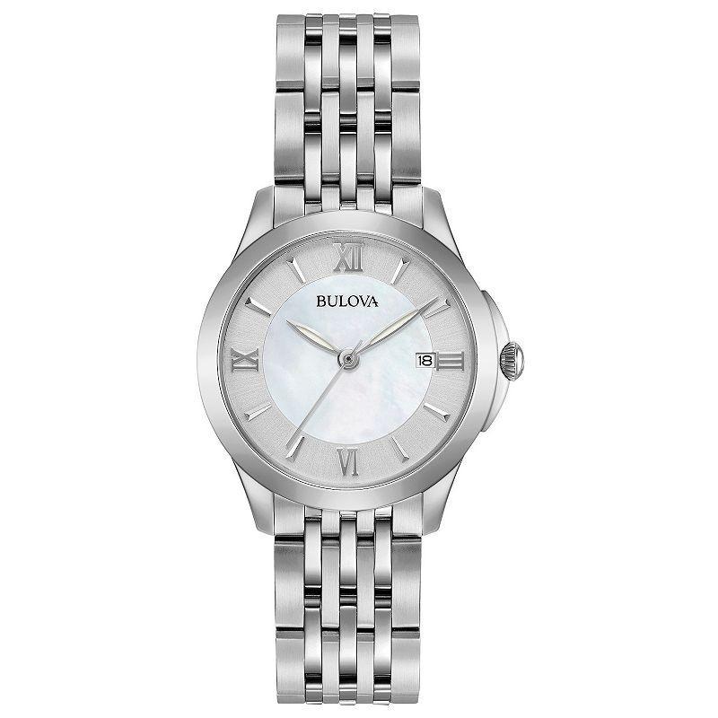 Bulova Womens Classic Stainless Steel Mother Of Pearl Roman Accent DialBracelet Watch - 96M151 Silver Product Image