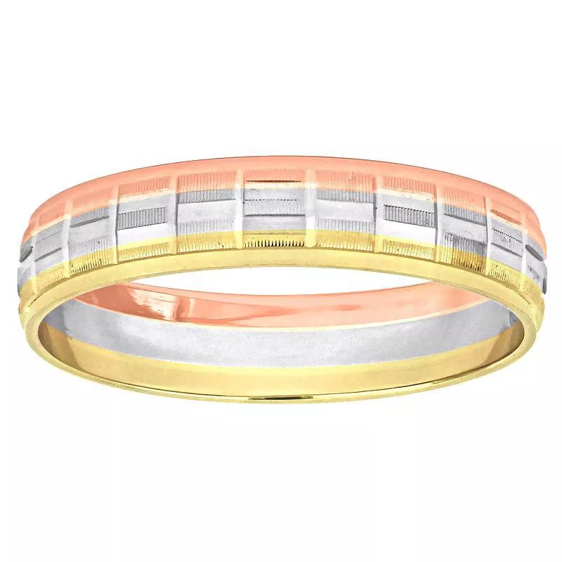 Stella Grace Tri-Tone 10k Gold 4 mm Woven Motif Wedding Band, Womens 10k  Tone Product Image