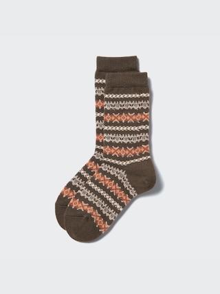 Womens Heattech Socks Fair Isle Brown US W 7.5-10 UNIQLO US Product Image