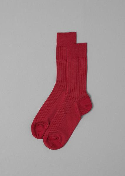 Nishiguchi Kutsushita Silk Cotton Ribbed Socks | Brick Product Image