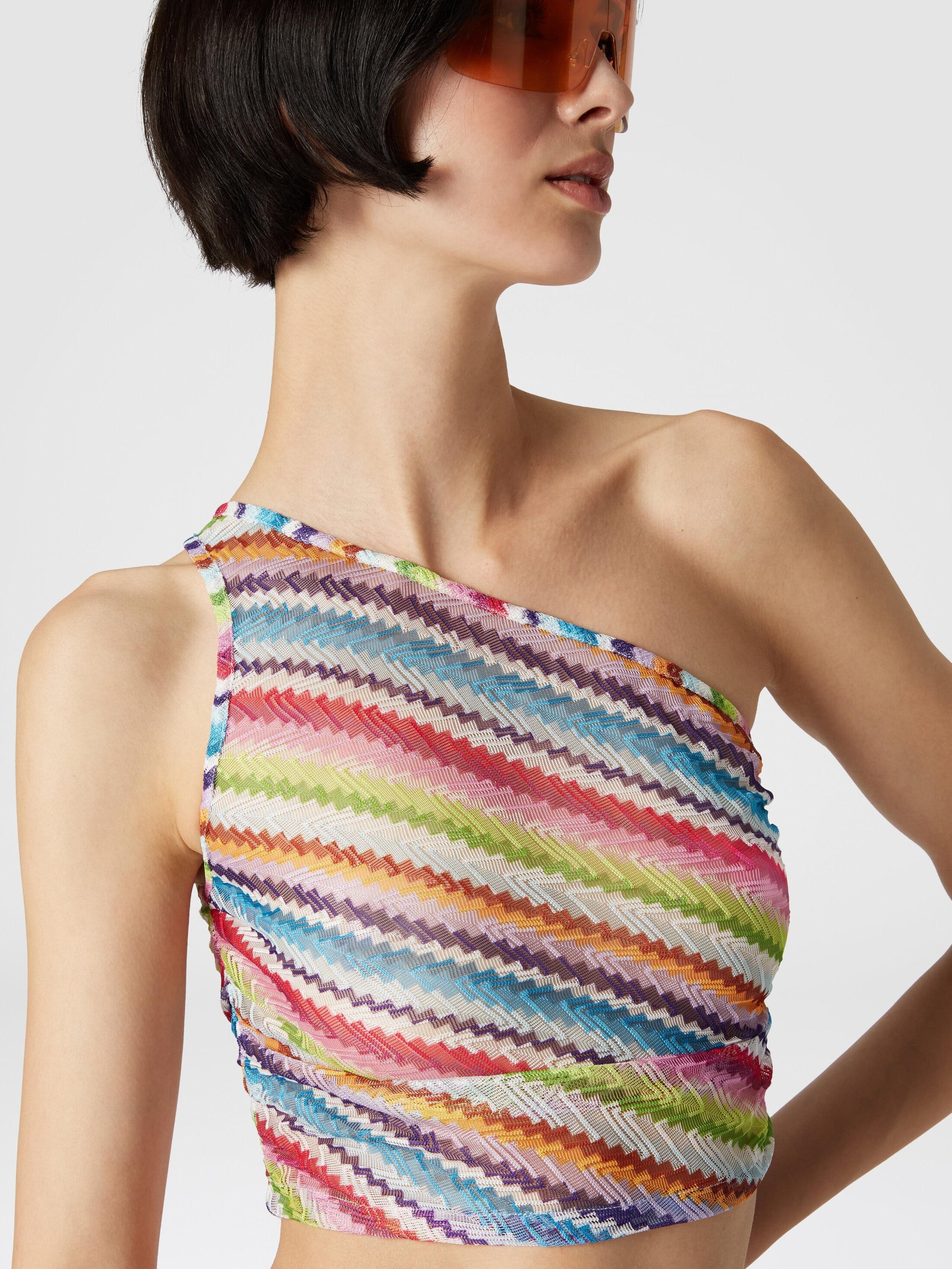 One-shoulder crop top with side gathering Product Image