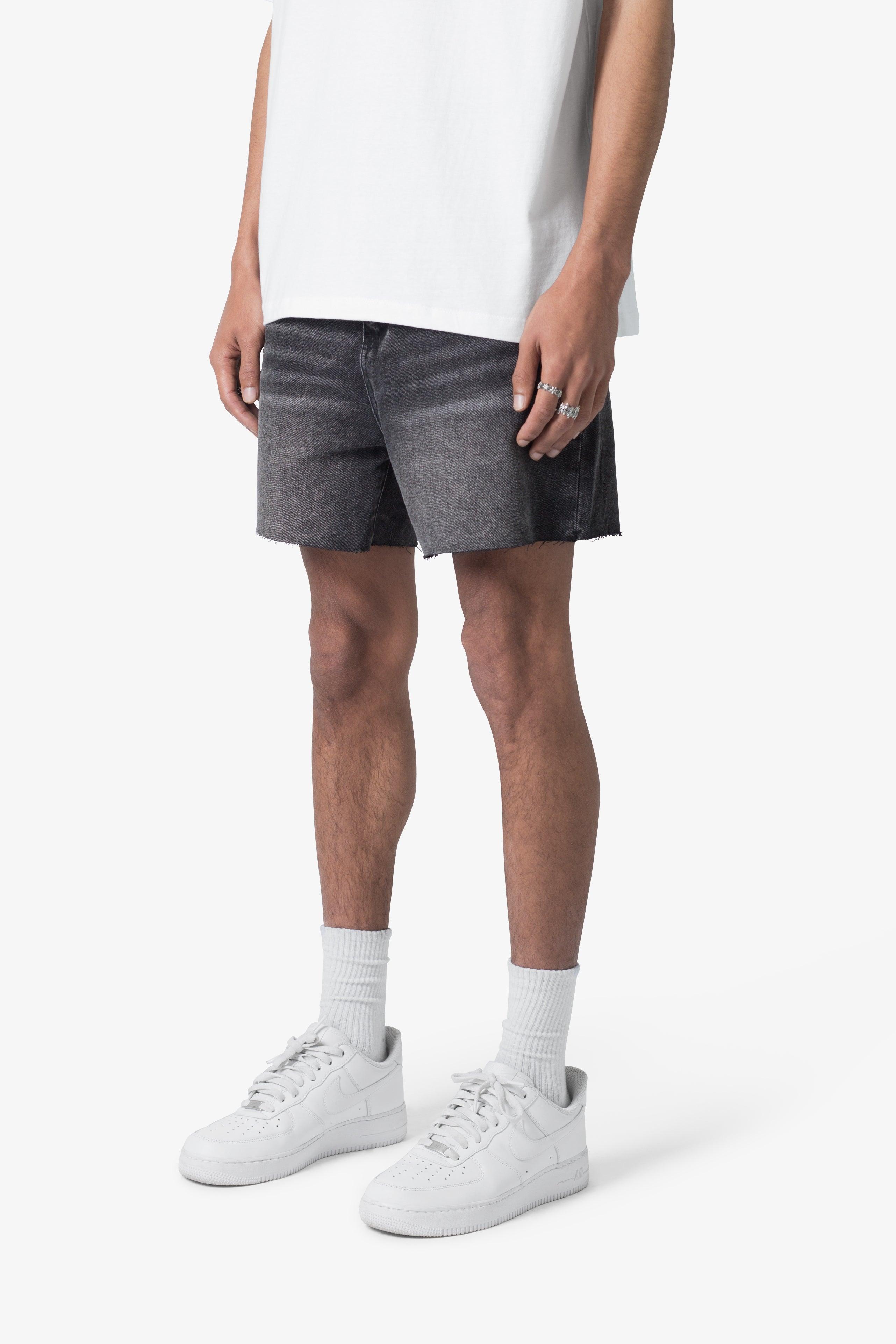 Cut Off Denim Shorts - Black Product Image