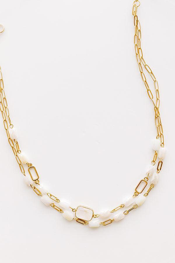 Glam Lifestyle Layered Necklace in White Product Image