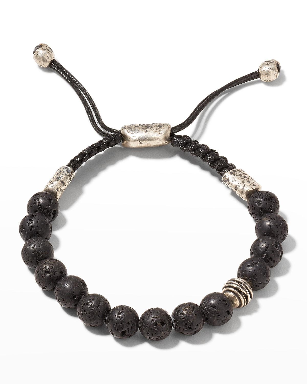 Mens Beaded Lava Stone Bolo Bracelet Product Image