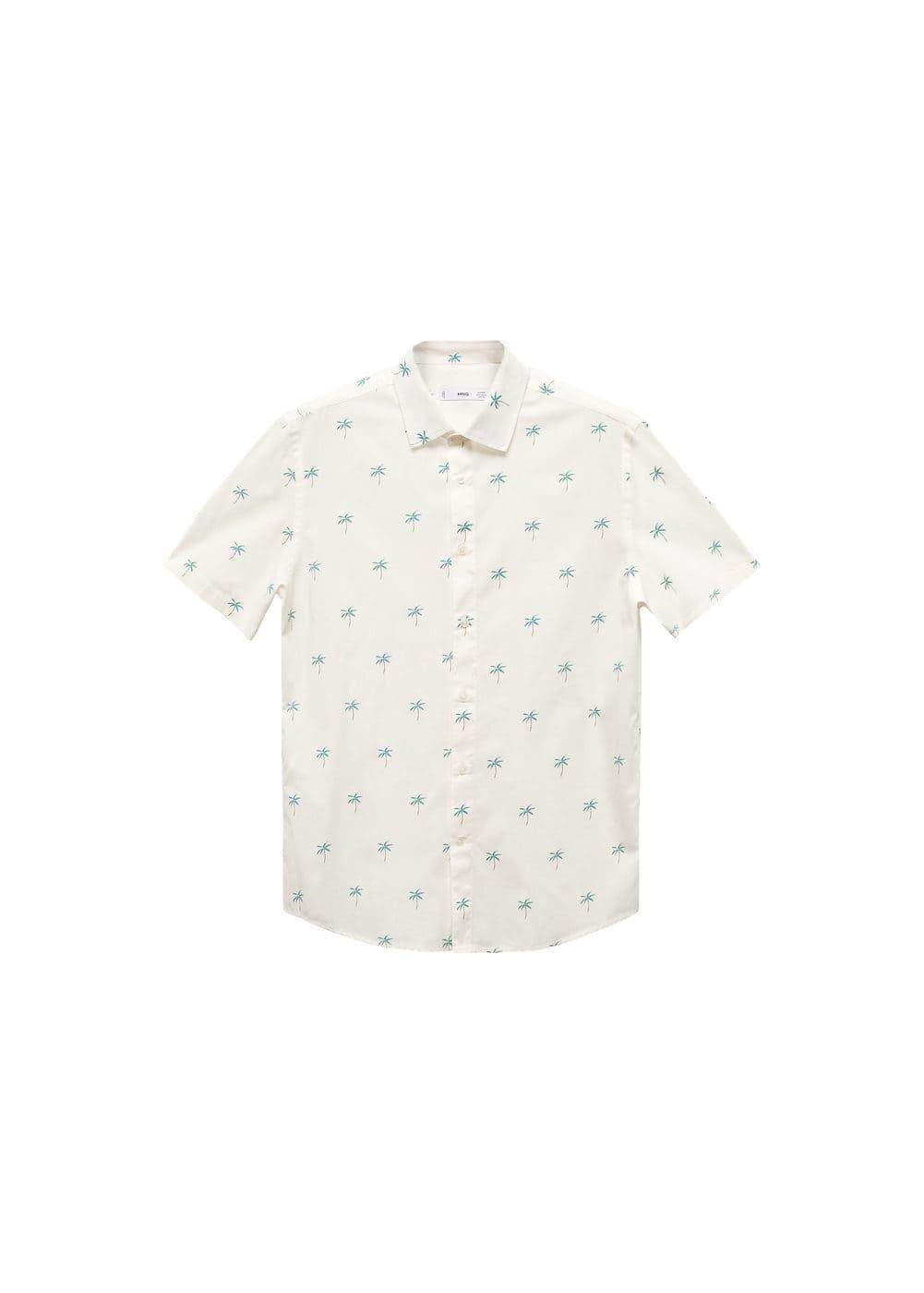 MANGO MAN - Palm print cotton shirt whiteMen Product Image