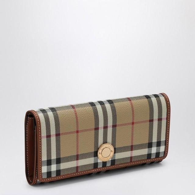 BURBERRY Continental Mini Wallet With Classic Check Pattern In Tan Product Image