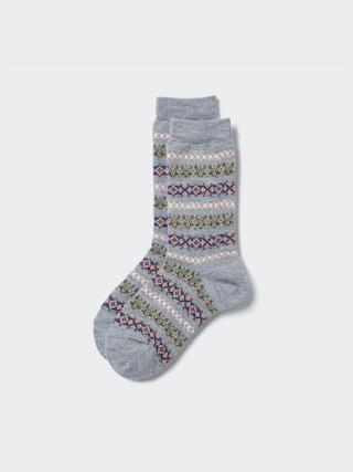 Womens Heattech Socks Fair Isle Gray US W 7.5-10 UNIQLO US Product Image