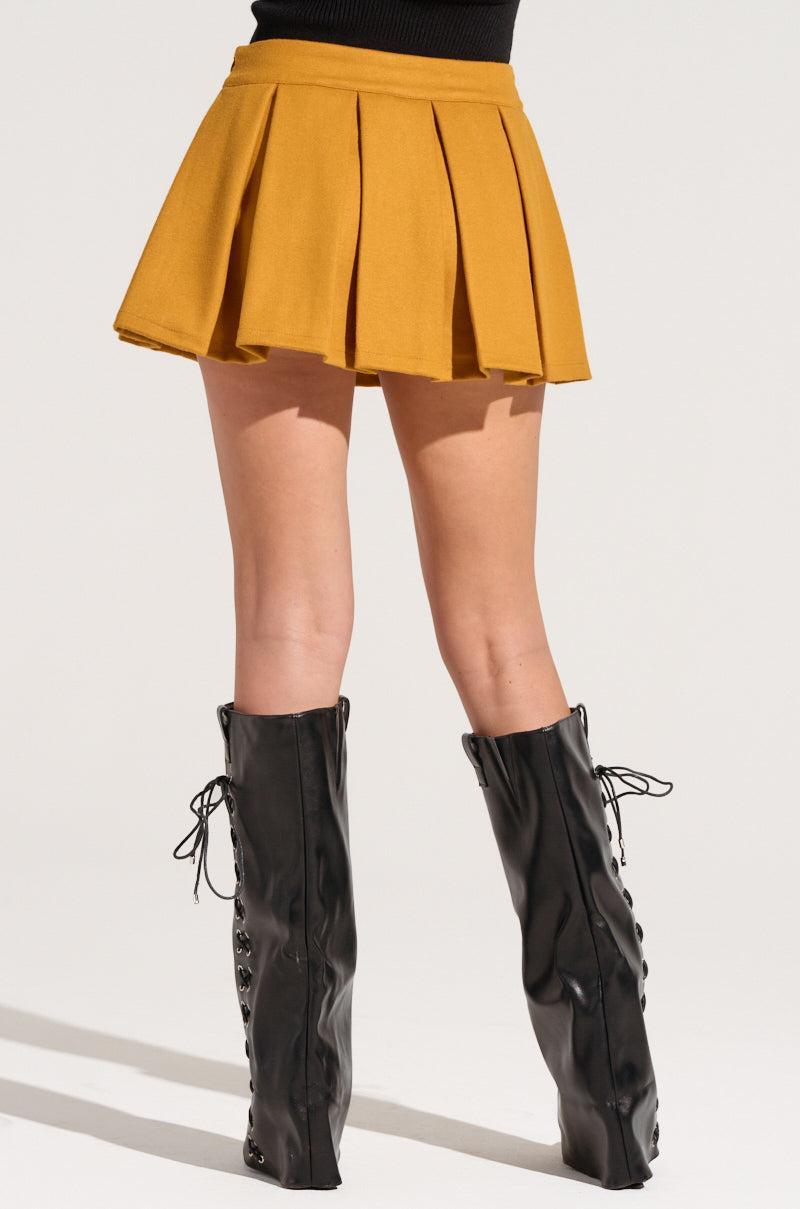 OUT OF OUR HEAD WOOL MINI SKIRT IN MUSTARD Product Image