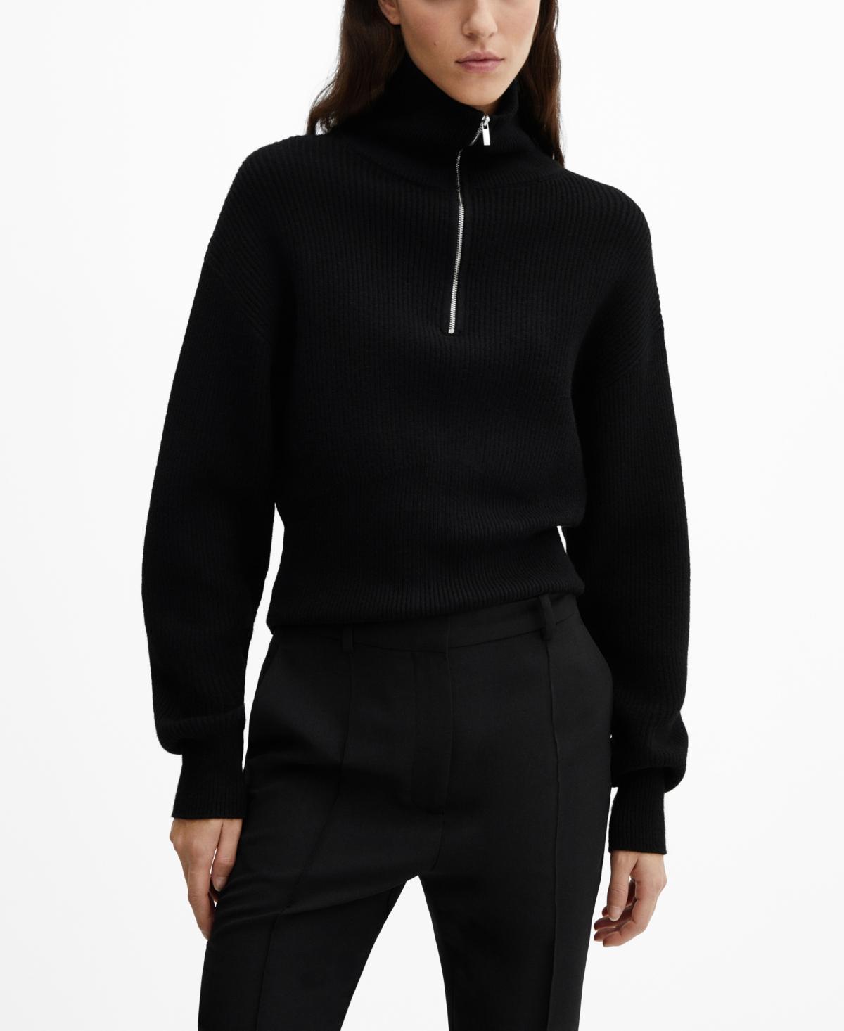 MANGO Half Zip Rib Sweater Product Image