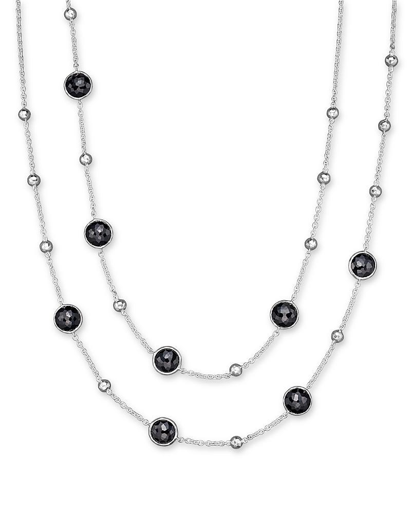 Womens Onyx & Sterling Silver Mini Lollipop Illusion Chain Necklace - Black Product Image