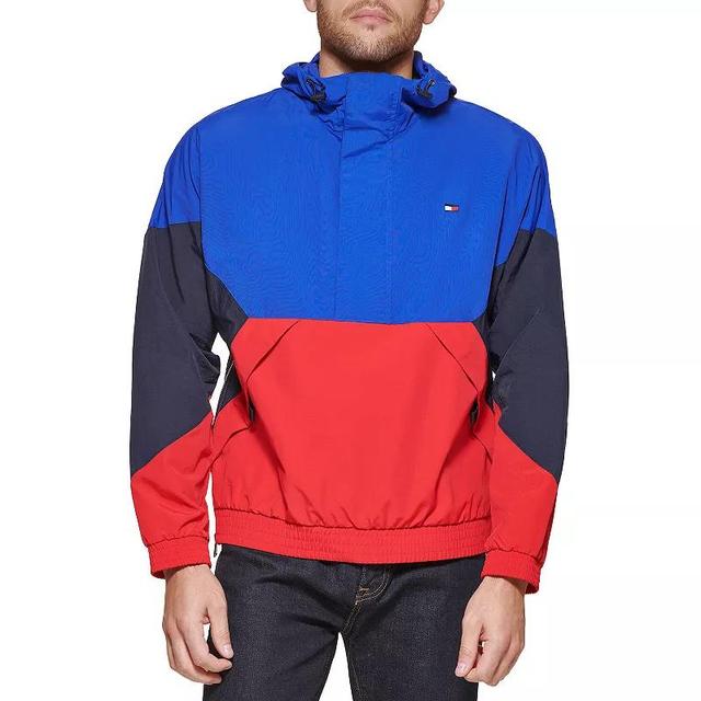 Mens Tommy Hilfiger Taslan Fly Front Hooded Popover Jacket Blue Product Image