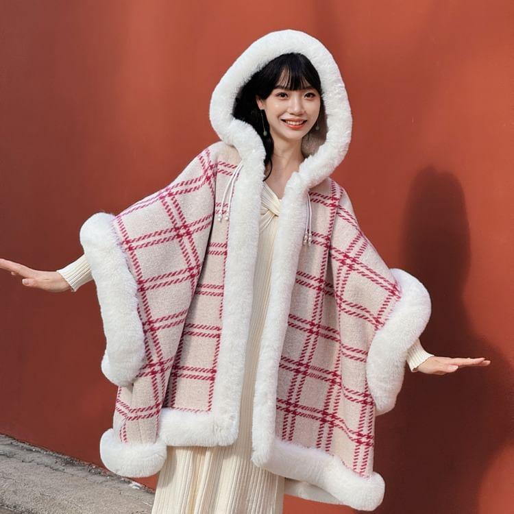 Fleece Trim Plaid Open Front Coat Product Image