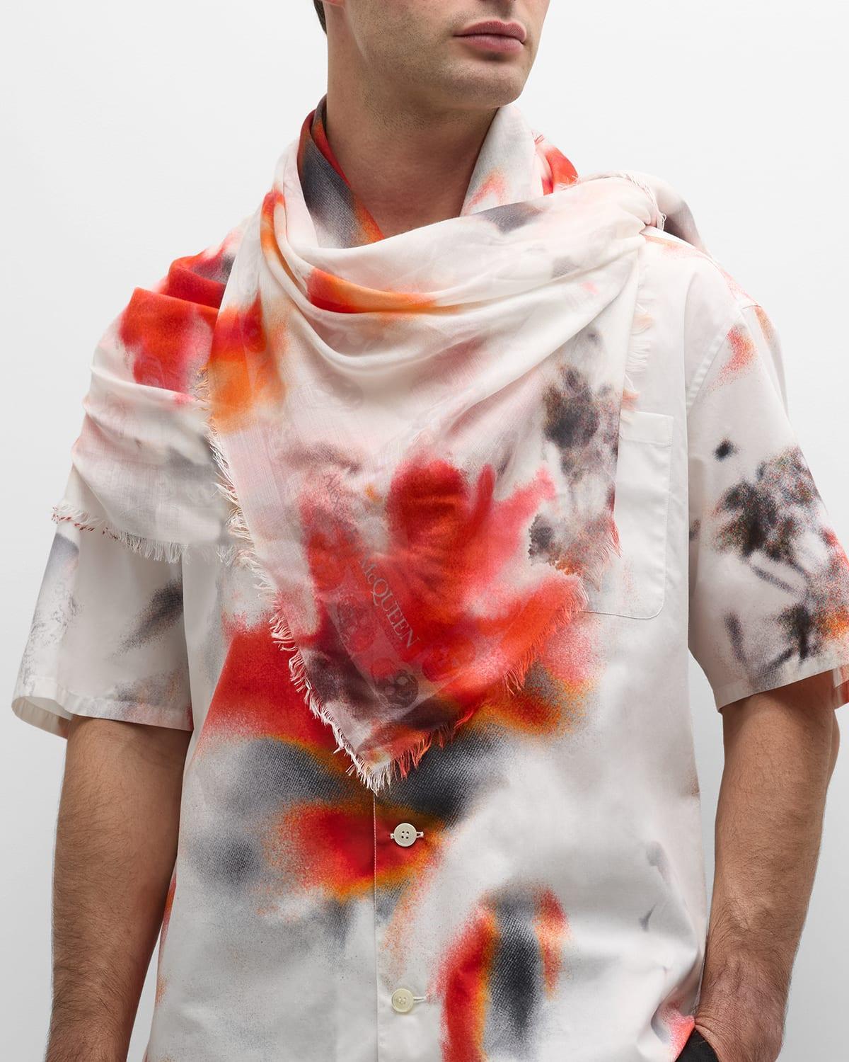 Mens Wool Obscure Floral Print Biker Scarf Product Image