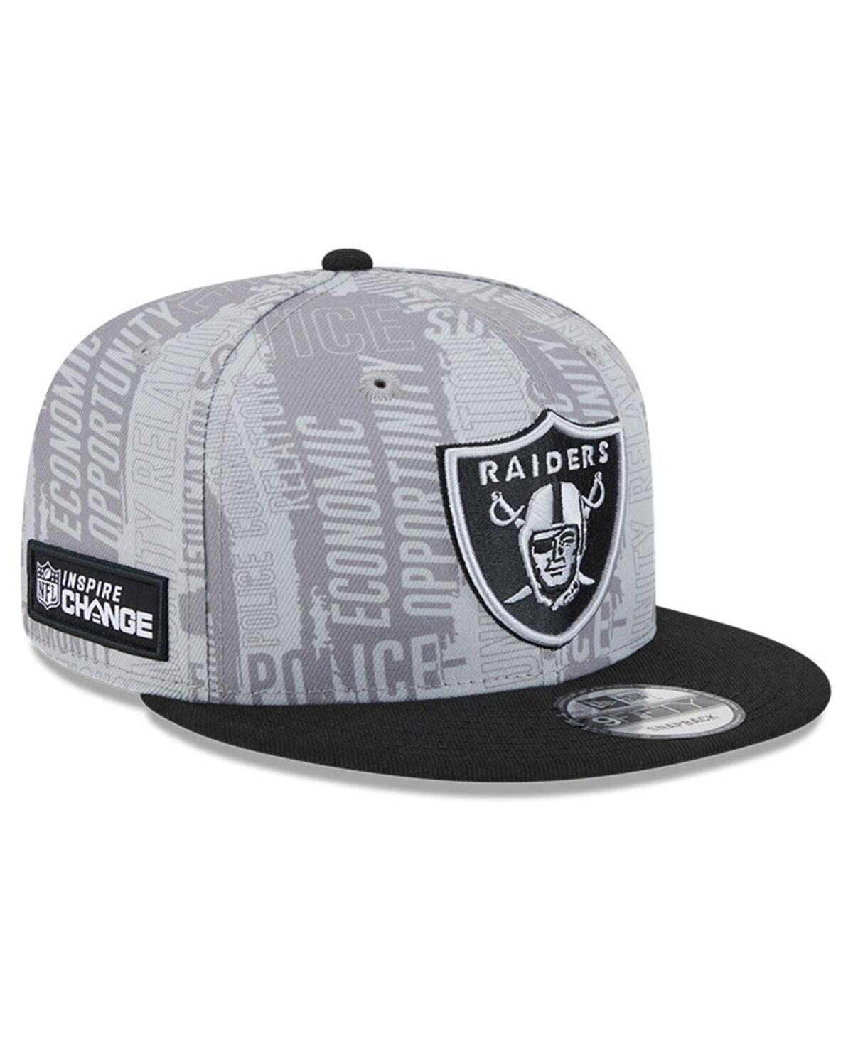 Mens New Era Gray Las Vegas Raiders 2023 Inspire Change 9FIFTY Snapback Hat - Gray Product Image