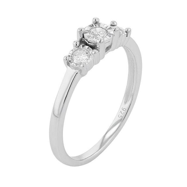 Sterling Silver 1/4 Carat T.W. Diamond 3-Stone Engagement Ring, Womens White Product Image