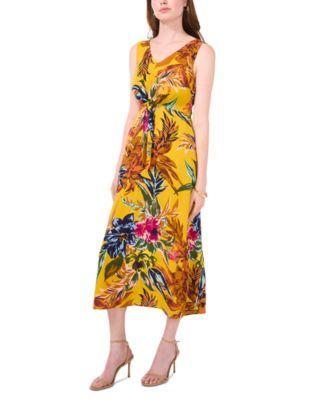 Petite V-Neck Tie-Front Sleeveless Maxi Dress Product Image