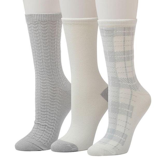 Womens Cuddl Duds 3-Pack Plushfill* Midweight Plaid & Scalloped Textured Crew Socks Product Image